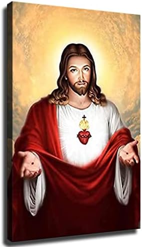 לב קדוש של ישו פוסטר תמונה אמנות הדפסת בד קיר קיר קיר חדר בית עיצוב פרסקו-לייוי