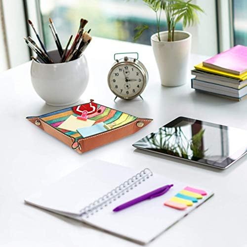 צבעוני עץ מעשי מיקרופייבר עור אחסון מגש שולחן במשרד מגש נושא כלים המיטה אחסון ארגונית עבור ארנק מפתח שעון