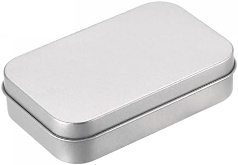 קופסת פח מתכת UXCell, 4.53 x 3.35 x 0.87 מלבני מלבני ריק פח מלבני עם מכסים צירים, טון כסף
