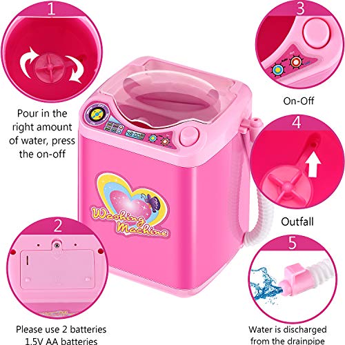 HSEI MINI איפור מנקה מברשות מכשיר פלסטיק חשמלי מכונת כביסה אוטומטית צעצוע ניקוי צעצוע לנשים בנות