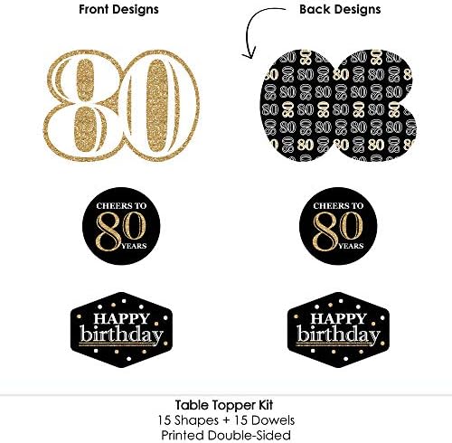 נקודה גדולה של אושר למבוגרים יום הולדת 80 - זהב-ערכת עיצוב שולחן-סידורי מסיבה צרור טופרים לשולחן