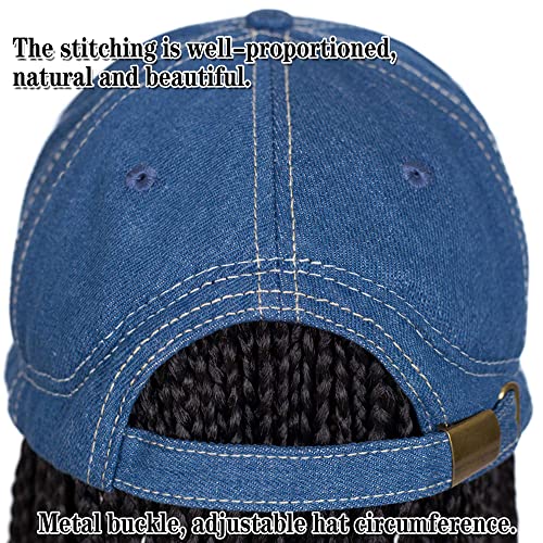 אופנה ג 'ינס בייסבול כובע פאה עם 24 סנטימטרים ארוך 3 תיבת צמות ז' אן כובע פאה כובע עם סינטטי קולעת