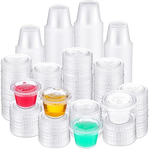 1000 חבילה ג ' לי ירה כוסות עם מכסי פלסטיק קטן מכולות חלק כוסות חד פעמי סופלה כוסות רוטב כוסות רוטב לסלט