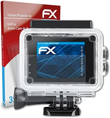 סרט הגנת המסך של Atfolix תואם ל- ICEFOX Action CAM 4K I5 מגן מסך, סרט מגן אולטרה-ברור FX
