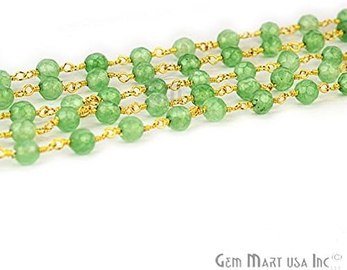רגל אחת תינוק ירוק ירקן, 4 ממ 22 קראט מצופה זהב חוט עטוף מחרוזת שרשרת להכנת תכשיטים.