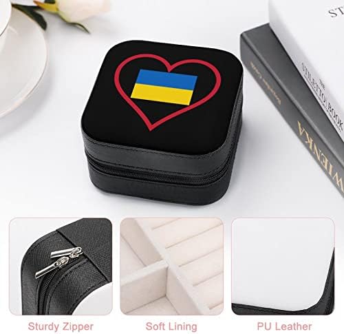 אהבה אוקראינית אדומה לב נשים פרמיום נסיעות תיבת תכשיטים קטנה שרשרת טבעת מארגן אחסון מיני מארז תצוגה