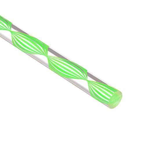 אקריליק עגול מוט, 1/4 קוטר 10 אינץ אורך, ספירלת ירוק קו, מוצק פלסטיק בר מקל 2 יחידות