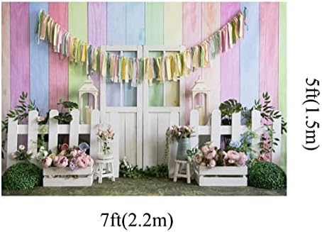 קייט 7 * 5 רגל צבעוני קשת עץ קיר תמונה תפאורות צילום אביב גן פרחי קישוט אמא של יום ילדים צילום