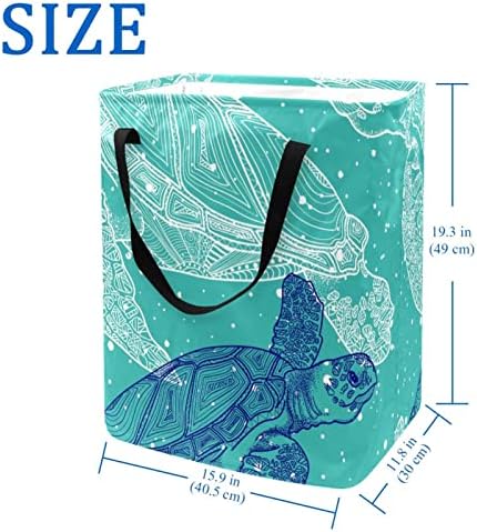 צבי ים הדפסת שחייה סל כביסה מתקפל, 60 ליטר עמיד למים סלי כביסה סל כביסה צעצועי אחסון לחדר שינה בחדר האמבטיה