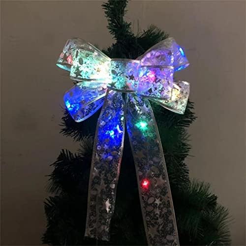 WQDDYDSAL LED קישוטי עץ חג המולד קשתות סרטים, קישוט קשת סרט מבריק לעץ חג המולד זרי עץ חג המולד ציוד למסיבת חג