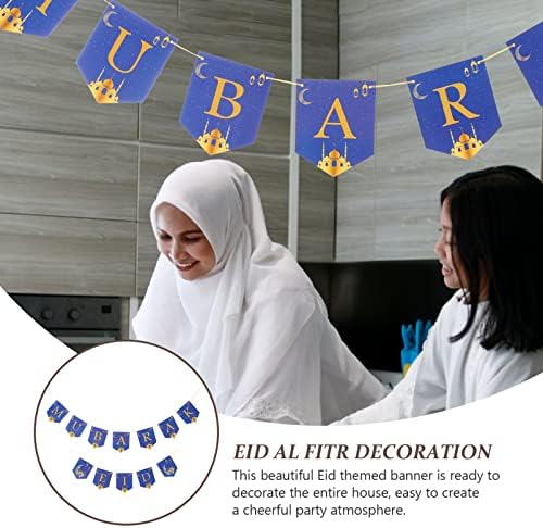 Amosfun Decoraciones para salas de casa eid mubarak באנר רמדאן Mubarak Banner Ramadan Kareem Banner עם ירח גרלנד