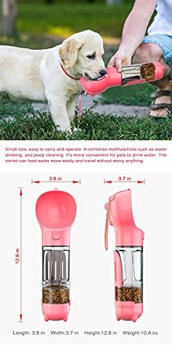 כלב מים קערת מתקן, נייד עבור כלב, חיות מחמד נסיעות בקבוק כלב בקבוק, 4 ב 1 בקבוק עם מזון מיכל,