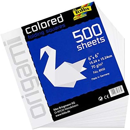 מוצרי אמנות Speedball Folia 500 גיליון אוריגמי חבילה בתפזורת, 6 x 6, לבן