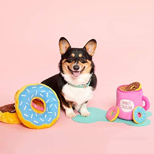 מיני דונץ 3-מארז-מילוי קטיפה לצעצועי כלבים אינטראקטיביים לשעמום-מחבואים צעצועי כלבים וצעצועי