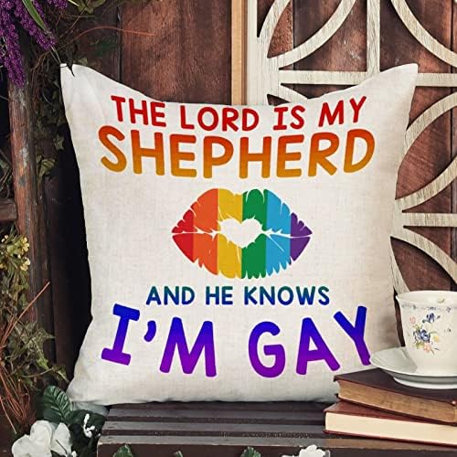 לזרוק כיסוי כרית האדון הוא הרועה שלי והוא יודע שאני כרית הומו מקרה גאווה הומוסקסואלית להטבים מין כרית הומוסקסואלית
