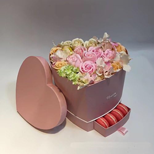 צורת לב של JDCMYK כוללת קופסת מתנה של פרחי זרימת מגירות, קופסת קישוט למסיבות חתונה, קופסת נייר מתנה מעודנת,