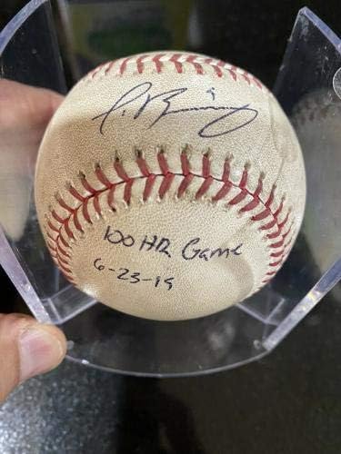 Javier Baez חתם/רשום 100 HR משחק השתמש בבייסבול MLB Holo Fanatics - משחק חתימות MLB משומש בייסבול
