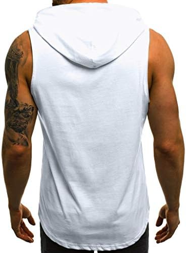 גופיית הגברים של Ymosrh כושר הדפסת שרירים ללא שרוולים ללא שרוולים עם כיס פיתוח גוף