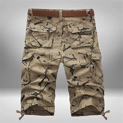 Dgkaxiyahm קיץ גברים הסוואה מזדמנת מכנסיים קצרים רופפים בכושר רב-כיסים מכנסי מטען צבאיים קצרים