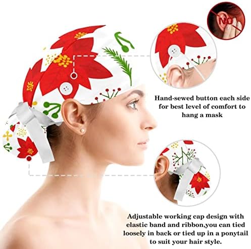 דפוס פרחים פרחוני מתכוונן כובע עבודה עם כפתור, כיס קוקו, רצועת זיעה לנשים עם שיער קשת משובצת