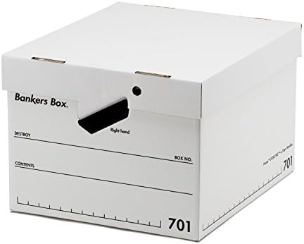 Bearsees 9621301 Bankers Box, 701, לבן/שחור, סט של 3, ארגז אחסון, גודל בינוני, סוג מכסה