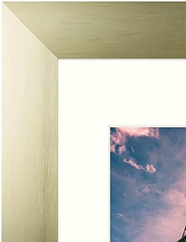 אמנות גולדן סטייט, 11x14 מסגרת אלומיניום מוברשת עם מחצלת שנהב לתמונה 8x10 - יציקה רחבה - כרטיסיות מסתובבות, קולבי