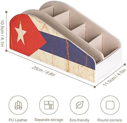 דגל קובה על מחזיק שלט רחוק מקומט נייר קופסת מארגן אחסון עור PU לשולחן העבודה Offce Home