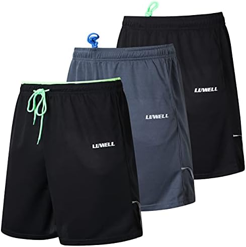 Luwell Pro 7 מכנסיים קצרים עם כיסים עם כיסים מהירות יבש נושם מכנסי כושר פעילים לאימון, אימונים, ריצה קלה