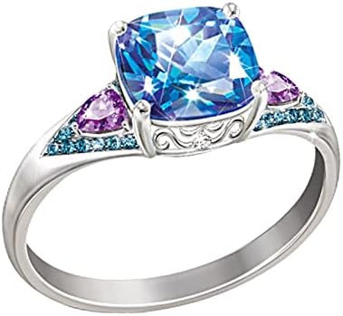 2023 טבעת יהלום בהירה חדשה ריבוע תכשיטי אבן כחול תכשיטים אופנה טבעת מעורבת לנשים