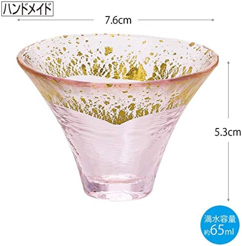 סט זכוכית טויו סאסאקי ג ' 636-ט73, כוס שמחה, הר. גביע פוג ' י קר סאקה, תוצרת יפן, ורוד וברור, 2.2