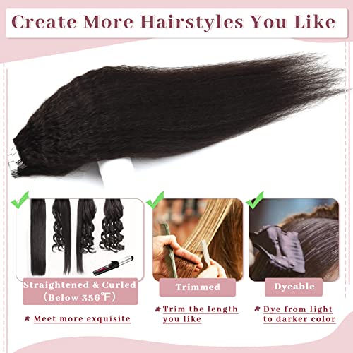 ולאסי קינקי ישר קלטת בתוספות שיער שיער טבעי 20 אינץ טבעי שחור קינקי ישר קלטת בתוספות 40 יחידות בלתי נראה חלקה