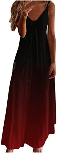 נשים ספגטי רצועת מקסי שמלת שמלת קיץ הדפס קז'ז קז'יס קמיס ללא שרוולים עם צווארון V-צווארון שמלה ארוכה