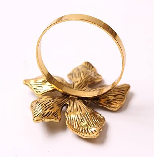 12 יחידות דגם בית עתיק טבעת מפית פרח זהב חמש שולחן כותרת שולחן אבזם אבזם נייר מגבת טבעת מפית טבעת מפית