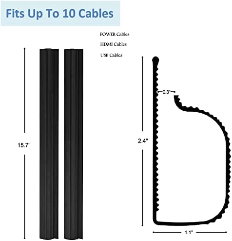 ניהול כבלים 62.6 '' J Channel Raceway, 4 מכסה כבל אריזה, תחת ערכת ניהול כבלים בשולחן העבודה, מארגן תואר