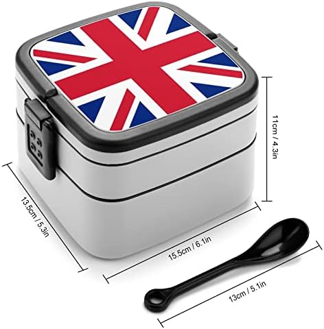 דגל דגל דגל אנגליה קופסת בנטו שכבה כפולה מיכל ארוחת צהריים הניתנת לערימה עם כף לטיולי פיקניק