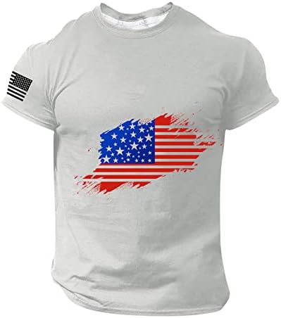 חולצת טריקו של דגל אמריקאי של גברים שרוול קצר 4 ביולי חולצות טריקו דגל אמריקאי פטריוטי נשר טריקו חולצה