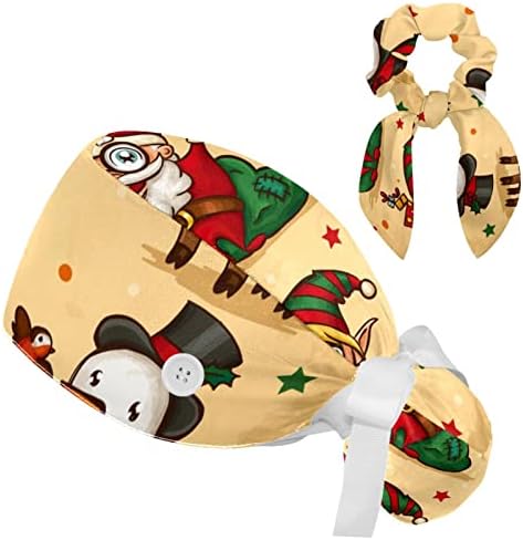 עץ שלג לחג המולד חמוד עלים כובע עובד עם כפתורים, כובע שיער ארוך עם שיער קשת מחזיק קוקו מצמצם