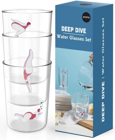 ערכות כלי זכוכית לצלילה עמוקה של אוטוטו - סט כוסות מים לגיבוב-כוסות שתייה מזכוכית - מתנות מגניבות
