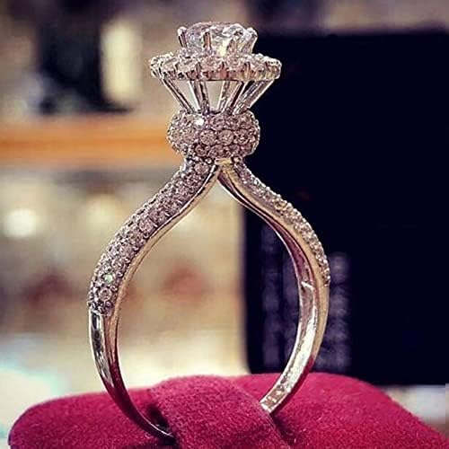 טבעות חתונה לנשים של יסטו תכשיטים חתונה לחתונה יוקרה טבעת אבן לבנה מתנה טבעות אירוסין בעבודת יד טבעת להקה דקה