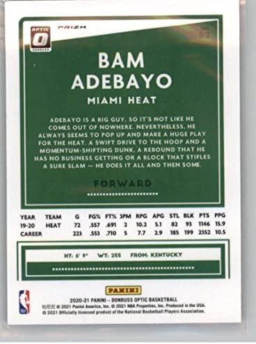 Bam Adebayo 2020-21 קנאים אופטיים גל סילבר Prizm 52 ננומטר+ -mt+ חום כדורסל NBA