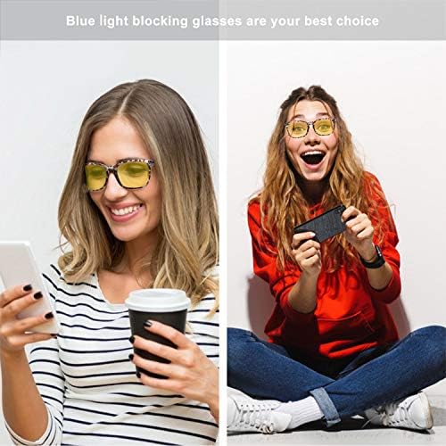 כחול אור חסימת משקפיים לנשים / גברים, אנטי לחץ בעיניים כיכר צהוב עדשת מחשב משקפיים, 2 חבילה