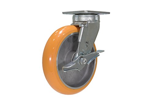 Vestil polyurethane מסתובב עם גלגל בלמים עם רכזת 8 אינץ 'קוטר x 2 אינץ' רוחב 2000 קילוגרם. קיבולת