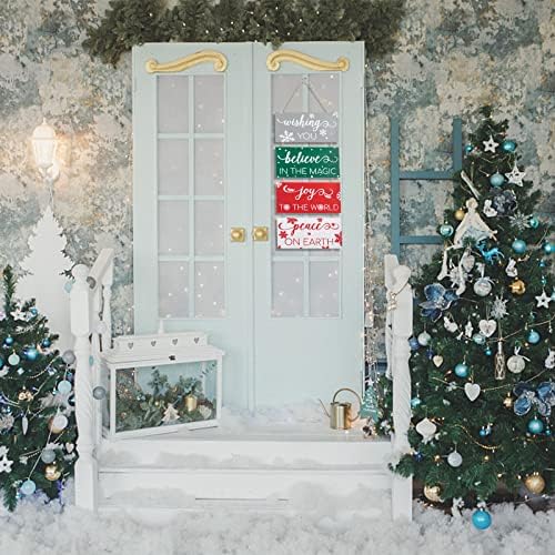 שלט דלת חג המולד - שמחה לעולם עיצוב קיר חג המולד, שלטי עץ לחג המולד, שלט כפרי לעיצוב חג לדלת