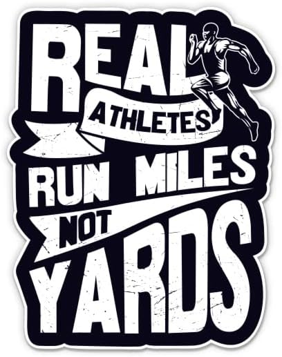 ספורטאים אמיתיים רצים מיילים לא חצרות מדבקות - 2 חבילות של מדבקות 3 אינץ ' - ויניל אטום למים