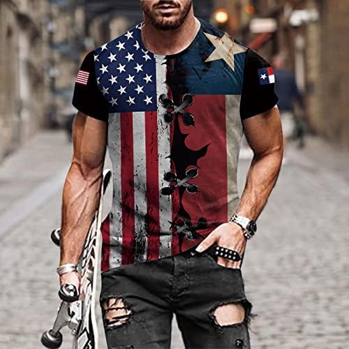 חולצת T פטריוטית של Ruiruilico לגברים 4 ביולי אמריקה דגל אמריקה שרוול קצר שרוול קצר הרגע בכושר הדפסים גרפיים