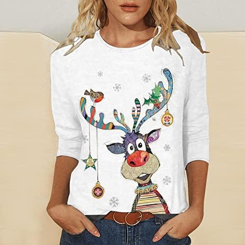 חולצות חג המולד מכוערות חולצות לנשים 2022 שרוול ארוך צווארון סווטשירט תלבושות חג תלבושות לנשים לבושות