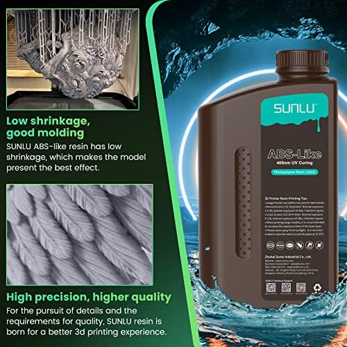 SUNLU 2 קג*2 בקבוקים שרף מדפסת תלת מימדית דמויי ABS, 405 ננומטר UV ריפוי פוטופולימר מהיר 3D שרף תלת