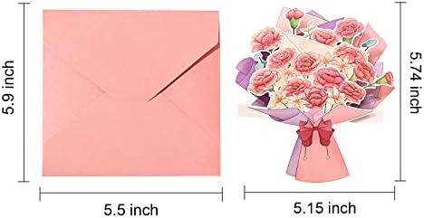 כרטיסי ברכה של פרחי פרחים עם מעטפה, זרעי פרחי נייר תלת מימד כרטיסי ברכה לברכת יום הולדת ליום