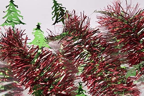 קישוט חג מפלגת SKD עצי חג המולד 9 'גרלנד טינסל, ירוק אדום