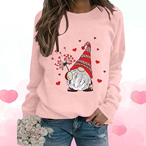 ארבעה גמדים חמודים אוהבים לב גרפי גרפי של נשים חג האהבה של נשים חולצות סוודרים צווארון שרוול